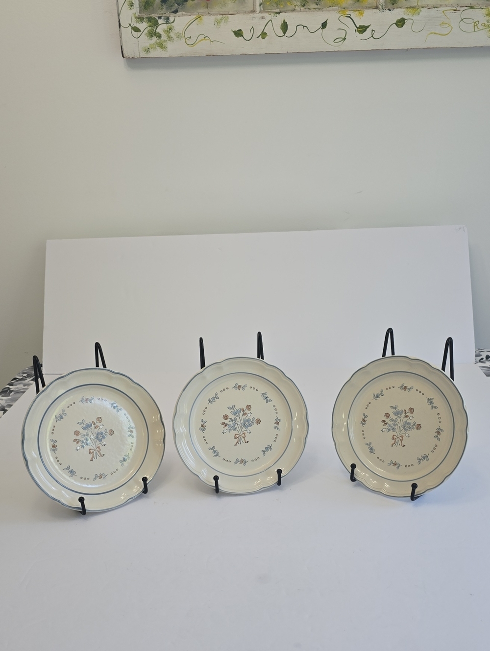 Vintage Cordella Set Of 3 Hand Decorated Floral Stoneware Salad Plates Japan